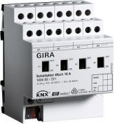 KNX Актор 4-канальный 16 А, возм ручное управление DIN-рейка