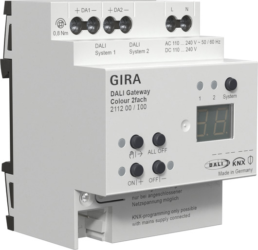 Gira 2112 00 Шлюз DALI Colour, 2-канал. для KNX