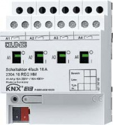 Модуль релейный KNX/EIB 4x канальный, 16А / 230В~, бистабильные реле, ручное управление, на DIN рейку, Jung  2304.16REGHM