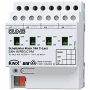 Модуль релейный KNX/EIB 4x канальный, 16А / 230В~, бистабильные реле, допустима емкостная нагрузка, ручное управление, на DIN рейку, Jung  2304.16 REGCHM