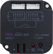 KNX модуль входов 8 каналов. Модуль сухих контактов. Имеет два режима: контроллер датчиков и логический контроллер. HDL-M/S08.1
