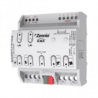 Картинка maxinbox fc 0-10v valve / контроллер knx для 2/4-х трубных фанкойлов knx