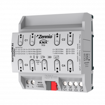 Картинка Универсальный 4х-канальный актуатор диммирования (RLC, LED, CFL) NarrowDIM X4