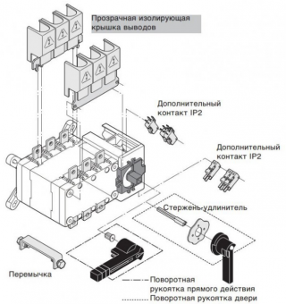 Рубильник-переключатель 4P,  I-0-II,  630A, до 690В АС HI458