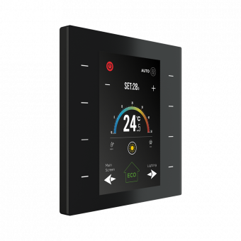Картинка панель knx interra just touch 8 кнопочный с тачскрином- чёрное стекло