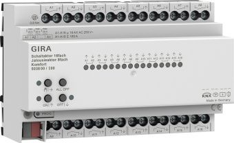 Картинка GIRA 503800 Коммутатор KNX, 16-местн., 16 A/исполнительное устройство жалюзи, 8-местн., 16 А, Komforture, цвет: REG plus
