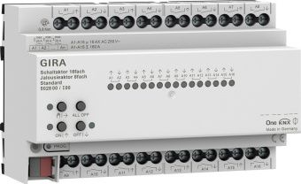 Картинка GIRA 502800 Коммутатор KNX, 16-местн., 16 A/исполнительное устройство жалюзи, 8-местн., 16 А, Standard, цвет: REG plus