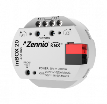 Картинка модуль дискретных выходов knx inbox 20, 2do 16а/230в~, допустима емкостная нагрузка, функция управления жалюзи, 10 логических функций, ручное управление