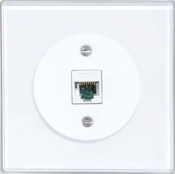 Розетка компьютерная RJ45 одинарная, белая / черная