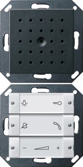 Картинка Gira 1280 128 Квартирная станция, цвет: Антрацит / Белый, оттенок: Прозрачный /Глянцевый