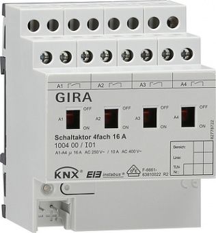 Картинка knx/eib реле, 4-канальн., 16 a с ручным управлением 104500