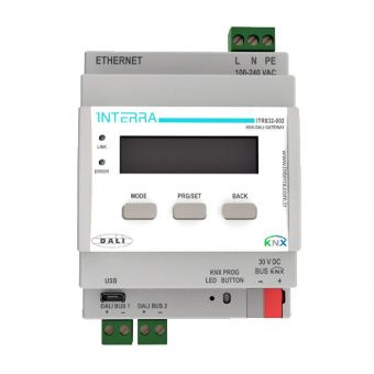 Картинка interra knx - dali шлюз (2x64 dali) питание 220v ac. поддержка dali 2. itr832-0002 (12)